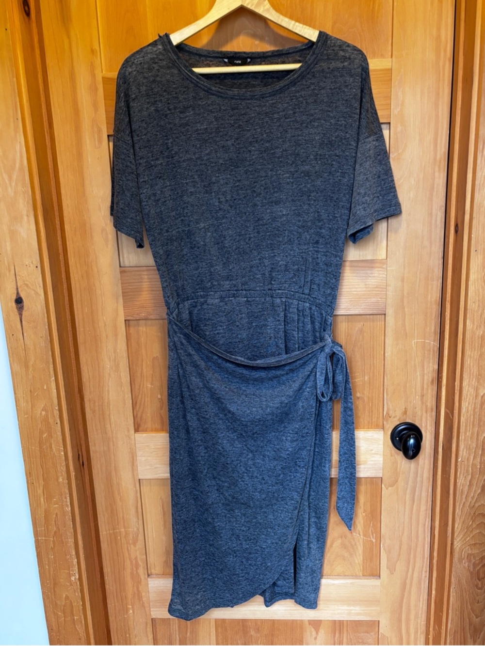 Fate Charcoal Gray Tie-Waist Midi Dress